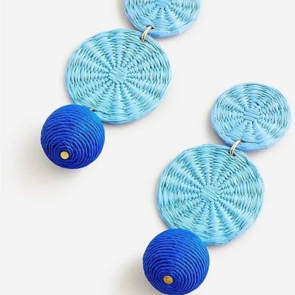 J. Crew Jewelry - New JCREW Triple-Drop Raffia Earrings in Brilliant Ocean $70